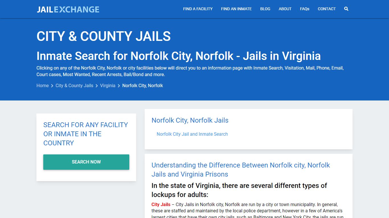 Inmate Search for Norfolk City, Norfolk | Jails in Virginia - Jail Exchange